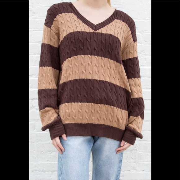 Nikki Cotton Sweater Green Striped Sweater Brandy Brandy Melville Brown Striped Nikki Sweater